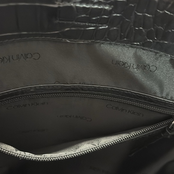 Calvin Klein Black Structured Tote with Croc Embossing - Picture 5 of 10